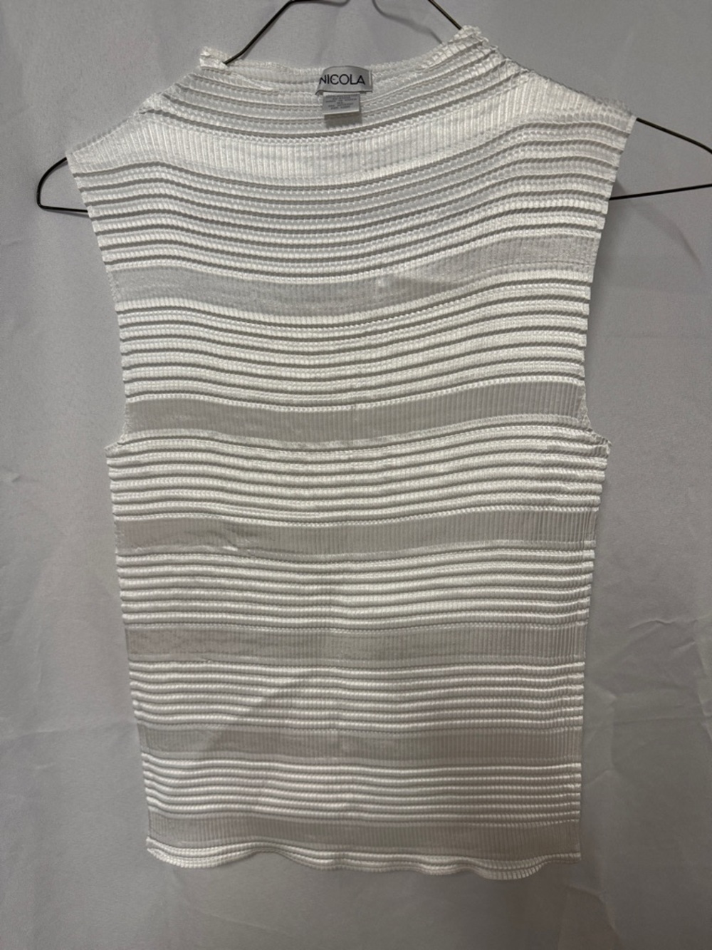 NICOLA White Ribbed Sleeveless Tank